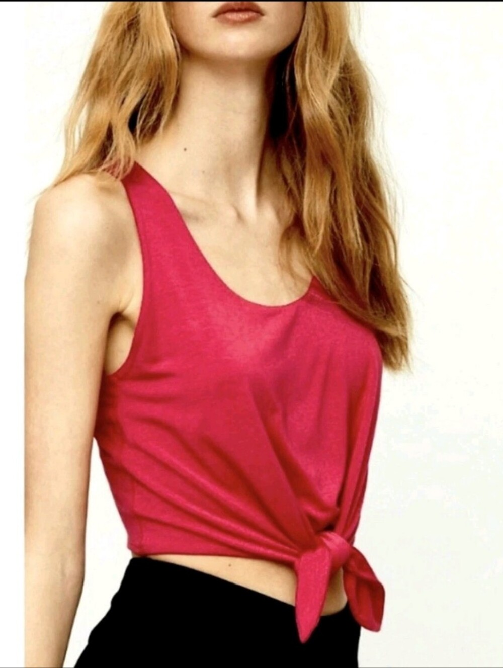 Babaton Fuchsia Tie-Front Tank Top Size S